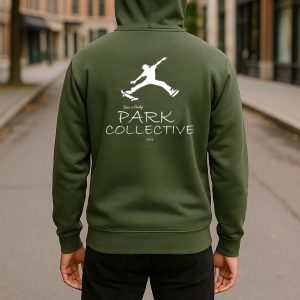 Unsex Zipped Hoodie- Park Collective- Skate- Military Green