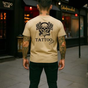 Mens Tee - Tatto Club - Skull- Desert Dust