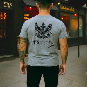Mens Tee -Tattoo Club - Anchor- Dark Heather Blue