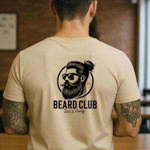Mens Tee -Beard Club - Man Bun- Desert Dust