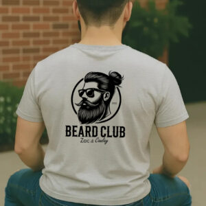 Mens Tee -Beard Club - Man Bun- Heather Haze