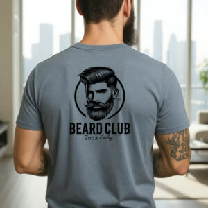 Mens Tee - Beard Club - Modern- Dark Heather Blue