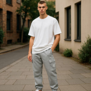 Men's Cargo Joggers- Logo- Black
