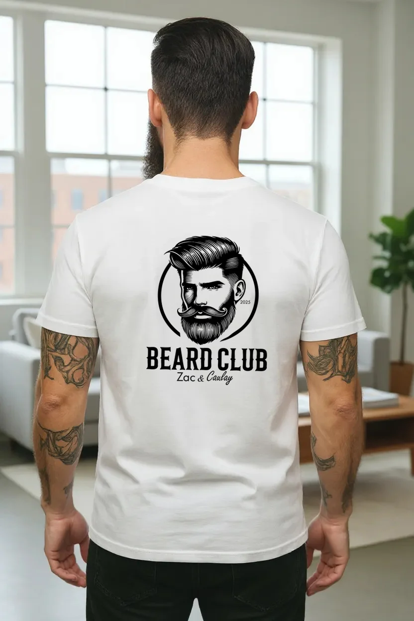 Mens Tee - Beard Club - Modern- White