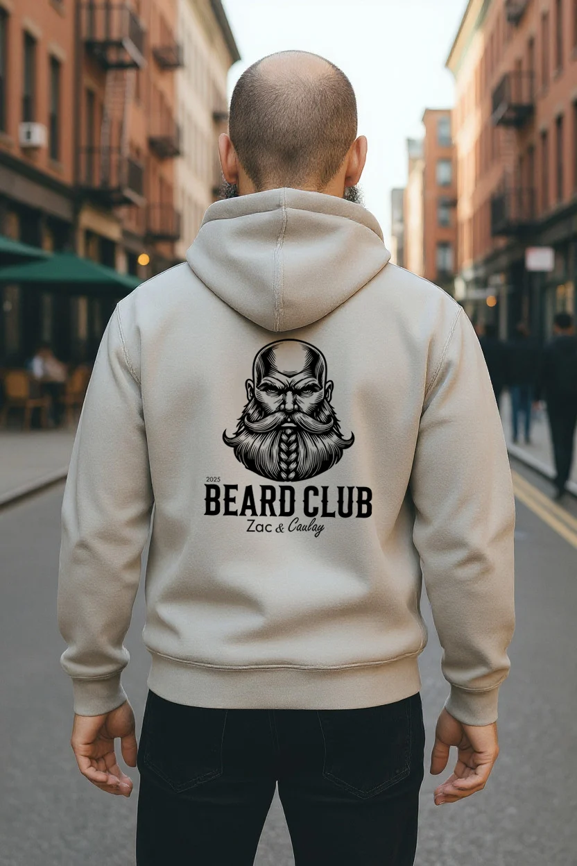 Mens Hoodies - Beard Club - Viking- Natural Stone
