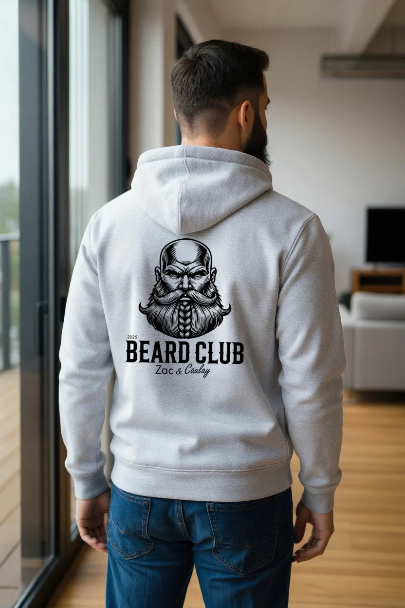 Mens Hoodies - Beard Club - Viking- Heather Grey Mountain