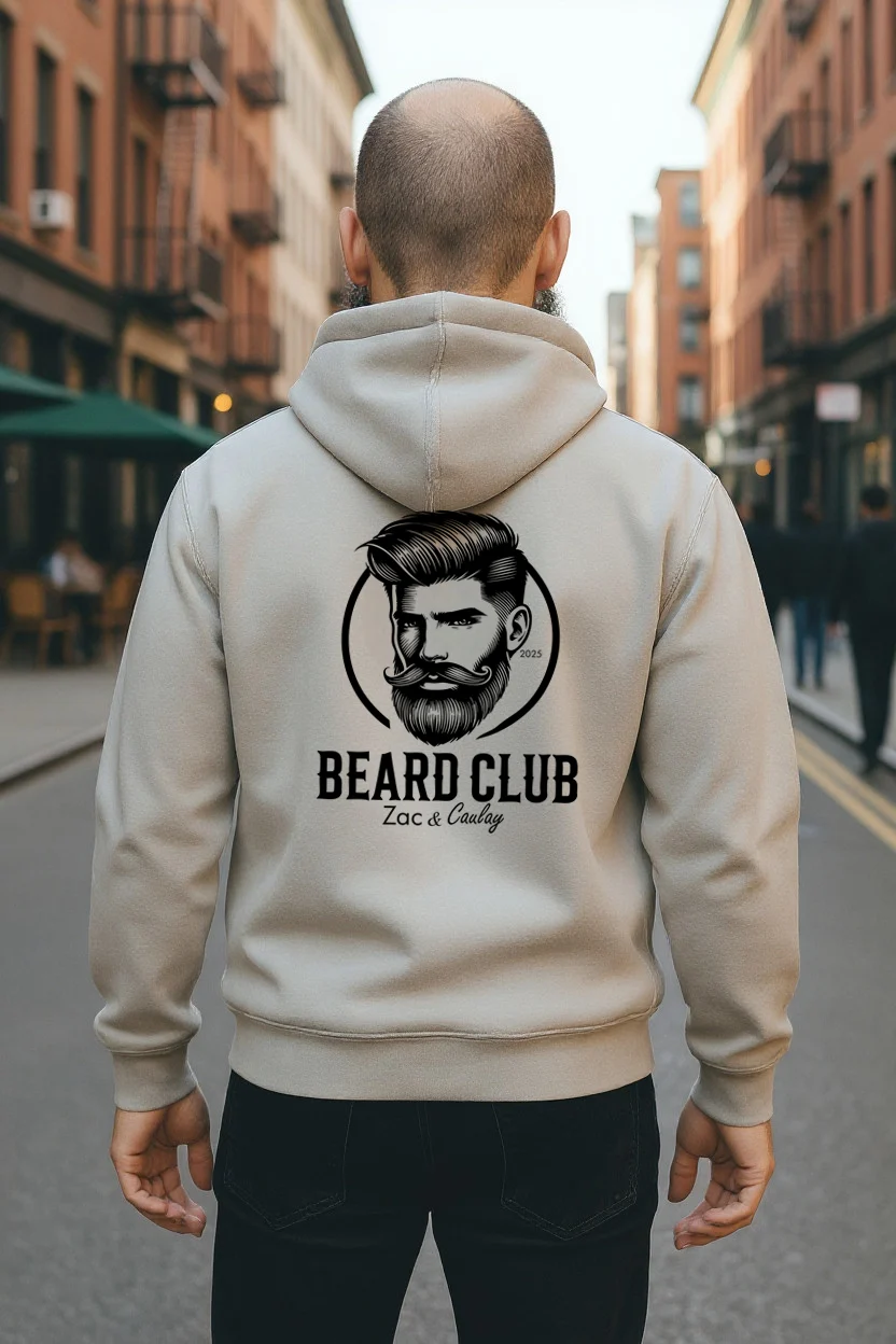 Mens Hoodies - Beard Club - Modern- Natural Stone